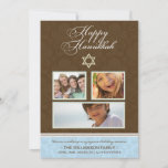 Cartão de Feriado Feliz Hanukkah Damask (marrom/az<br><div class="desc">Este precioso Hanukkah é perfeito para enviar a todos os seus amigos e familiares nesta temporada de férias. A parte traseira do cartão pode ser usada para copiar/colar em seu boletim anual. Se você não vir o esquema de cores de que gosta, envie um e-mail para zazzlebeezkneez@gmail.com, e farei o...</div>