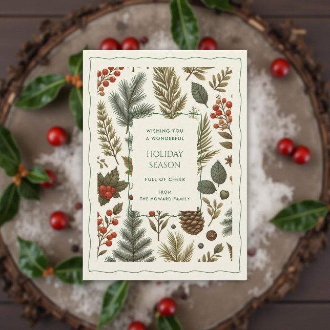 Cartão de Feriado Floral de Cores Aquáticas Vermel (Criador carregado)