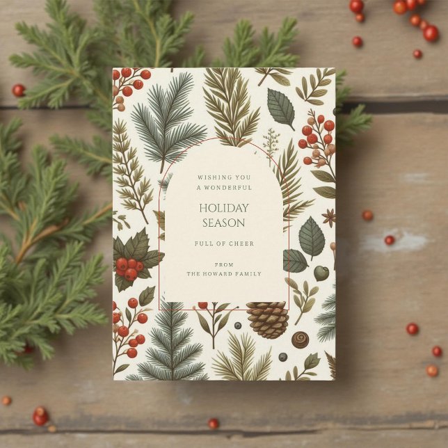 Cartão de Feriado Floral de Cores Aquáticas Vermel (Criador carregado)