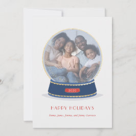 Cartão de Feriado Glimmer Globe de Neve Dourada