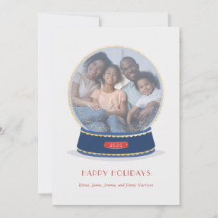 Cartão de Feriado Glimmer Globe de Neve Dourada