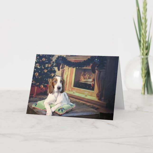 Cartão de Feriado Irlandês Vermelho e Branco Engra (Frente)