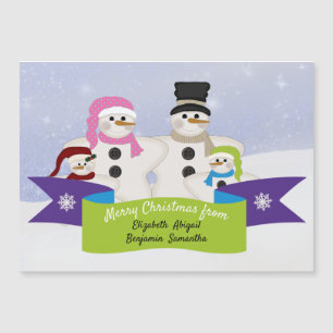 Cartão de Feriado Magnético Snowman Family 4