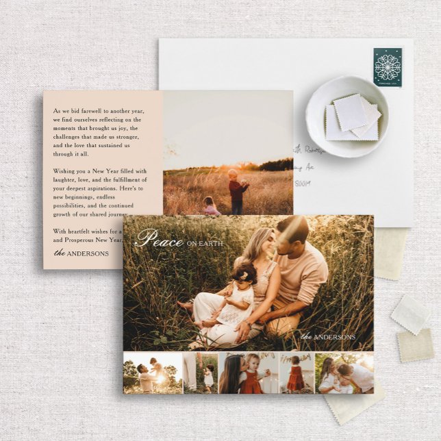 Cartão de Feriado Multifotográfico Clássico Peace  (Criador carregado)