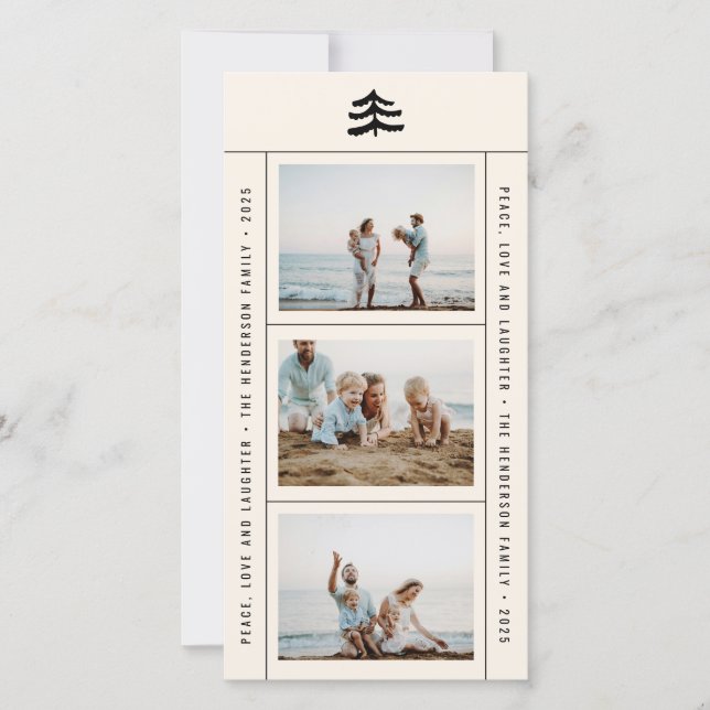 Cartão de Feriado Multifotográfico Evergreen Simpl (Frente)