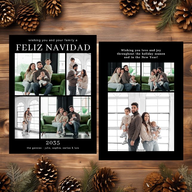 Cartão de Feriado Multifotográfico Feliz Navidad (Criador carregado)