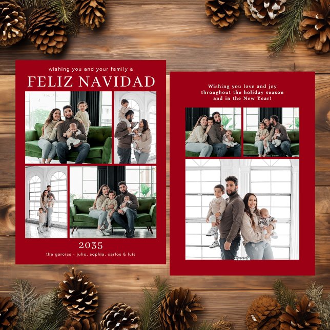 Cartão de Feriado Multifotográfico Feliz Navidad (Criador carregado)