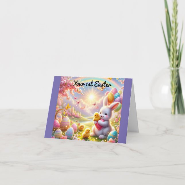 Cartão de Feriado para Páscoa Coelhinho 1rua Adorá (Frente)