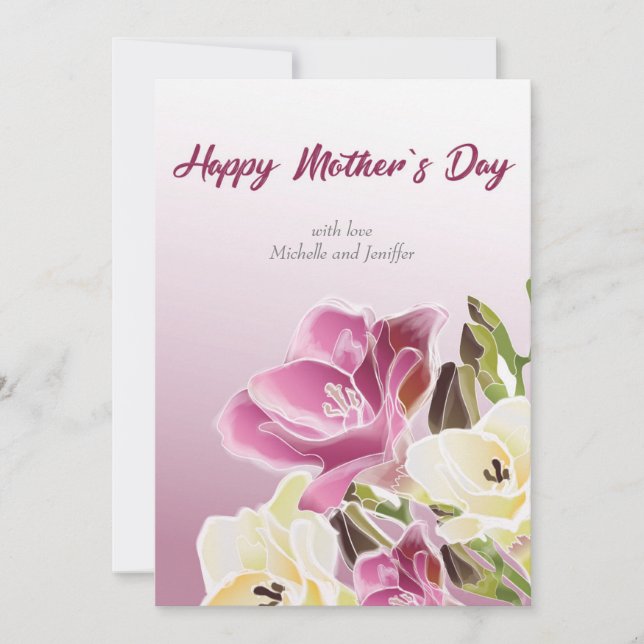 Cartão de Feriado Plana do Dia da Mãe de bonito Aq (Frente)