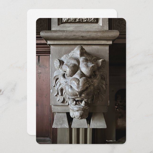 Cartão de Feriado Plano de Cabeça de Leão (Frente/Verso)