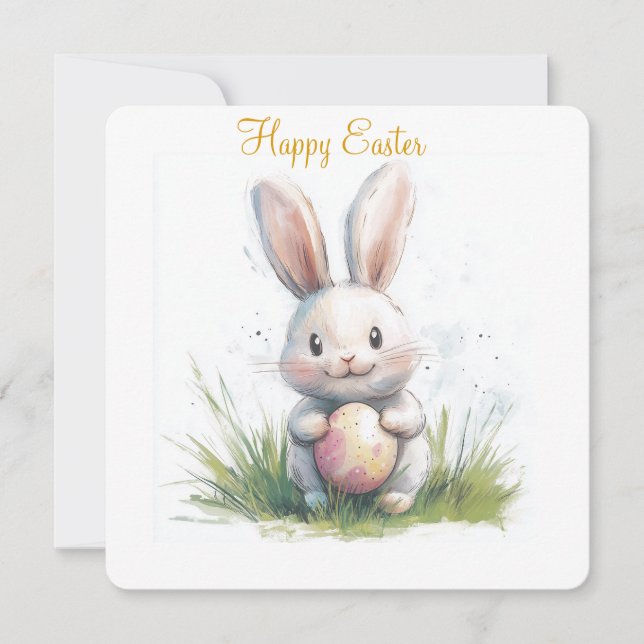 cartão de feriado plano de felz pascoa (Frente)