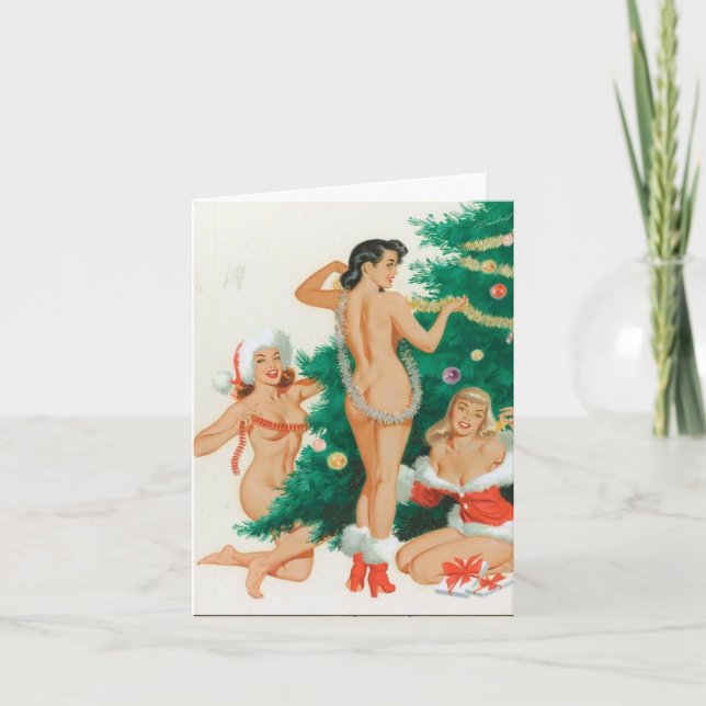 Cartão de Feriado "Trimming the Tree" com Estilo R (Frente)