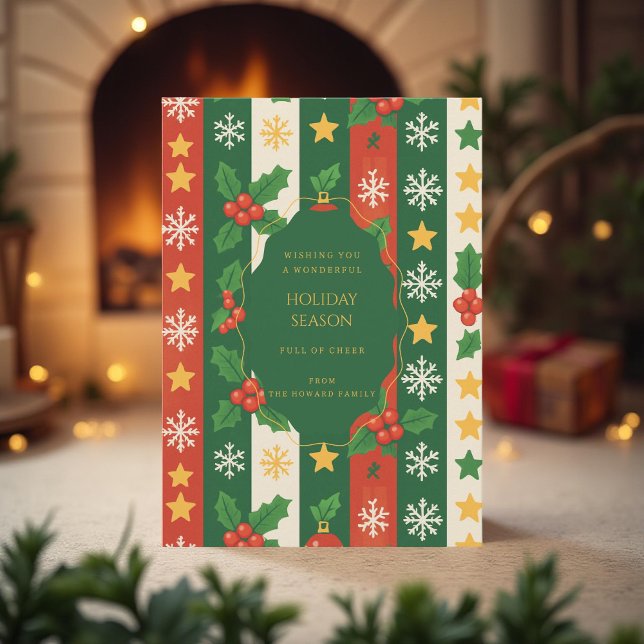 Cartão de Feriado Verde Vermelho Cinzento Branco S (Criador carregado)