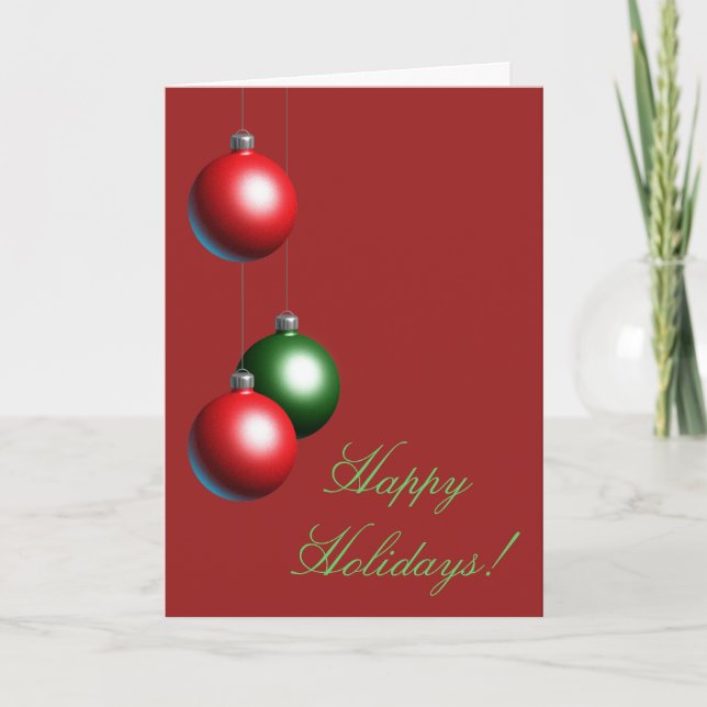 Cartão de Feriados Felizes de Ornamento em Cranber (Frente)