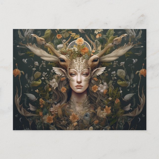 Cartão de Férias Artísticas Nórdico Retro Pagan (Frente)