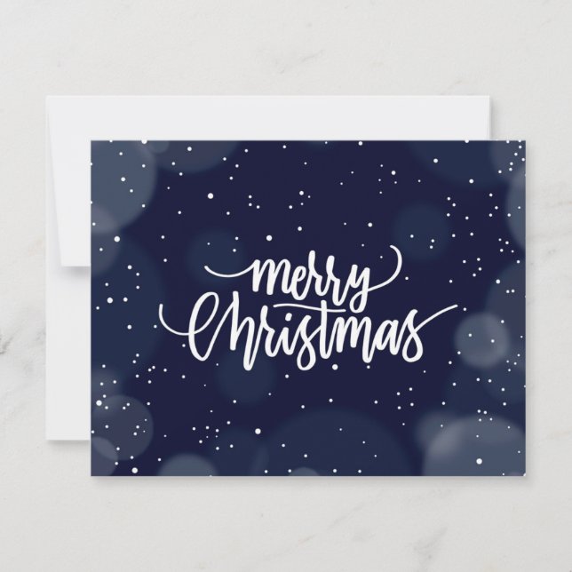 Cartão de Férias Azul de Natal Personalizável (Frente)