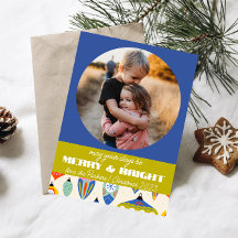 Cartão de Férias Azul e Verde