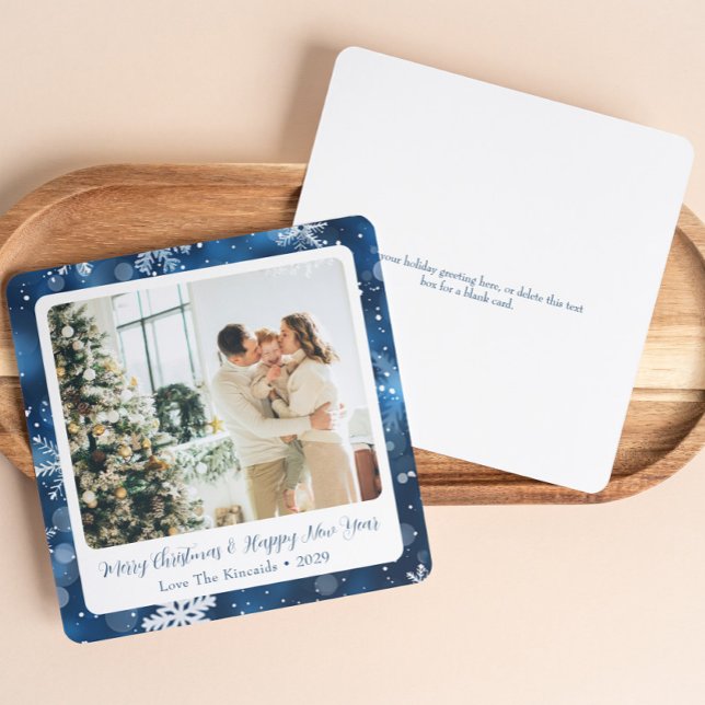 Cartão de Férias Azul Elegante com Floco de Neve c (Criador carregado)