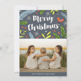 Cartão de Férias Azul Spruce de Natal Feliz