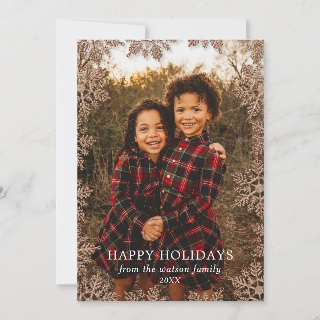 Cartão de Férias com Borda de Floco de Neve em Bri (Frente)