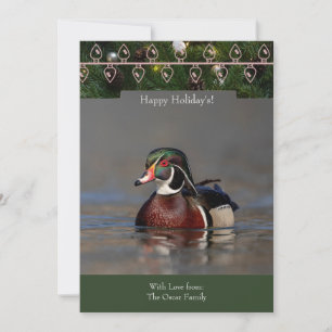 Cartão de Férias com Desenho de Pato de Madeira