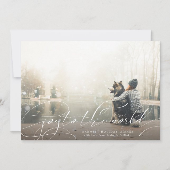 Cartão de Férias com Foto 'Alegria Para o Mundo' (Frente)