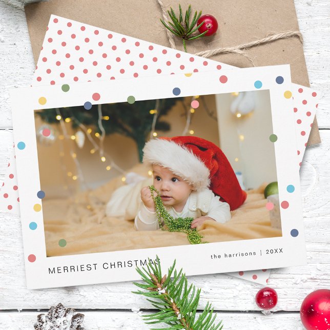 Cartão de Férias com Iluminação Moderna e Foto (Modern Lights Photo Flat Holiday Card)