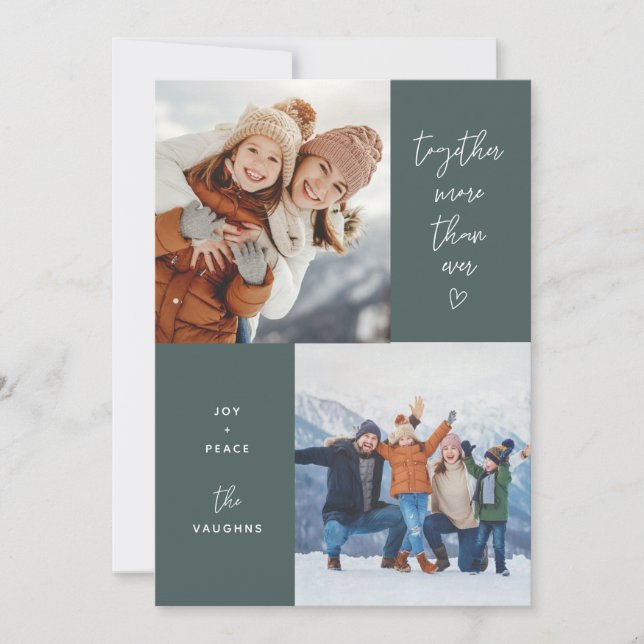 Cartão De Férias Com Mais De 2 Fotos, Juntos Verde (Frente)