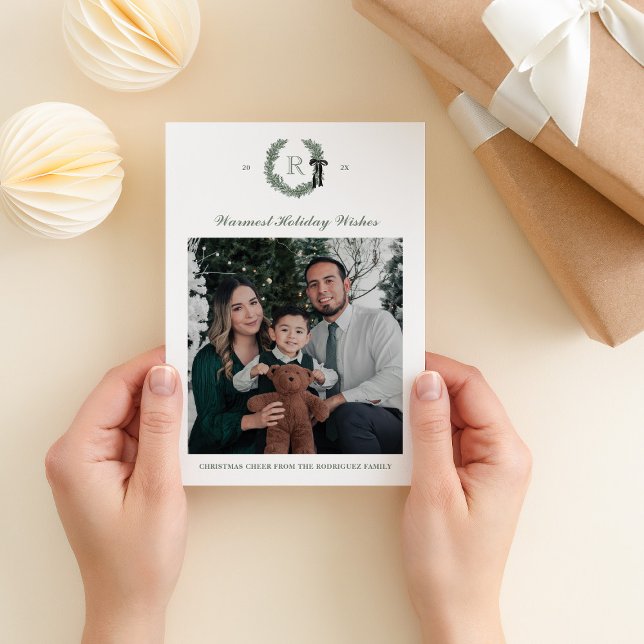 Cartão de Férias com Solteiro Clássico Monograma (Criador carregado)