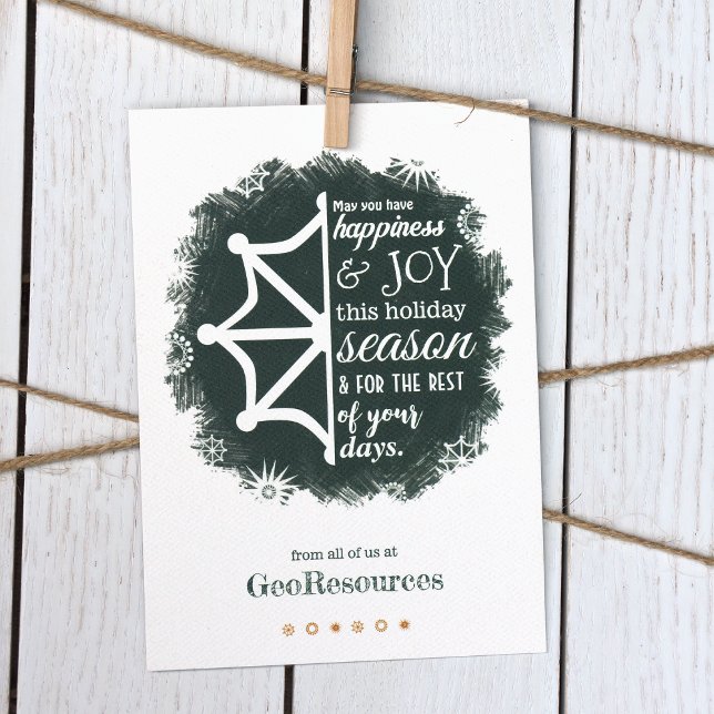 Cartão de Férias Comerciais Pine Green Snowflake (Rustic Forest Green, Hunter Green, Winter Green Company Business Logo Holiday Christmas Cards)
