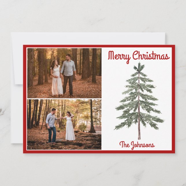 Cartão de Férias da Árvore de Natal Vermelha (Frente)