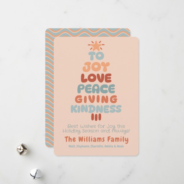 Cartão de Férias da Árvore de Paz Joy Love (Frente/Verso In Situ)