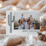 Cartão de Férias da Família Bohemian Desert Cactus<br><div class="desc">Cacto do deserto da Boêmia na floresta russa verde,  cartão com fotos familiar de férias.</div>