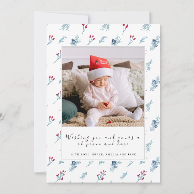 Cartão de férias da família Photo Collage do Natal (Verso)