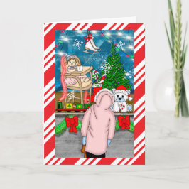 Cartão de Férias da Janela de Natal desenhado à mã