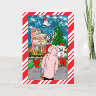 Cartão de Férias da Janela de Natal desenhado à mã