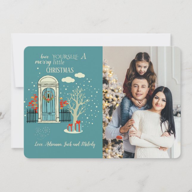 Cartão de Férias da Porta Frente de inverno (Frente)