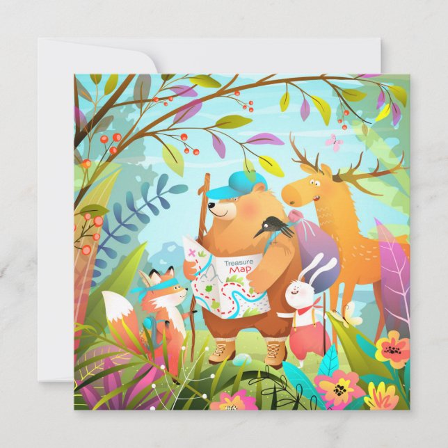 Cartão de Férias de Animais Cachinhos (Frente)