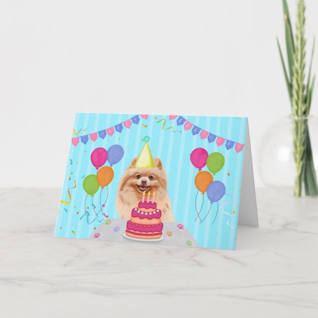 Cartão de Férias de Aniversário da Pomerânia (Frente)