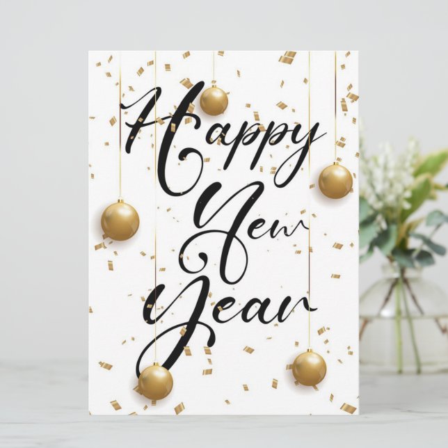 Cartão de Férias de Ano Novo Feliz (Em pé/Frente)