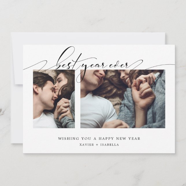 Cartão de Férias de Ano Novo para Colagem de Fotos (Frente)