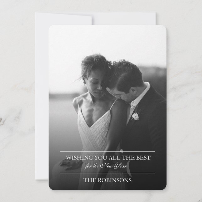 Cartão de Férias de ANO NOVO Simples e Elegante co (Frente)