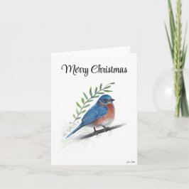 Cartão de Férias de Aves Bluebird Feliz de Natal