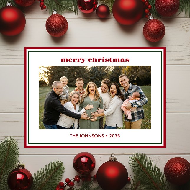 Cartão de Férias de Borda Vermelha Mínima Moderna (Criador carregado)