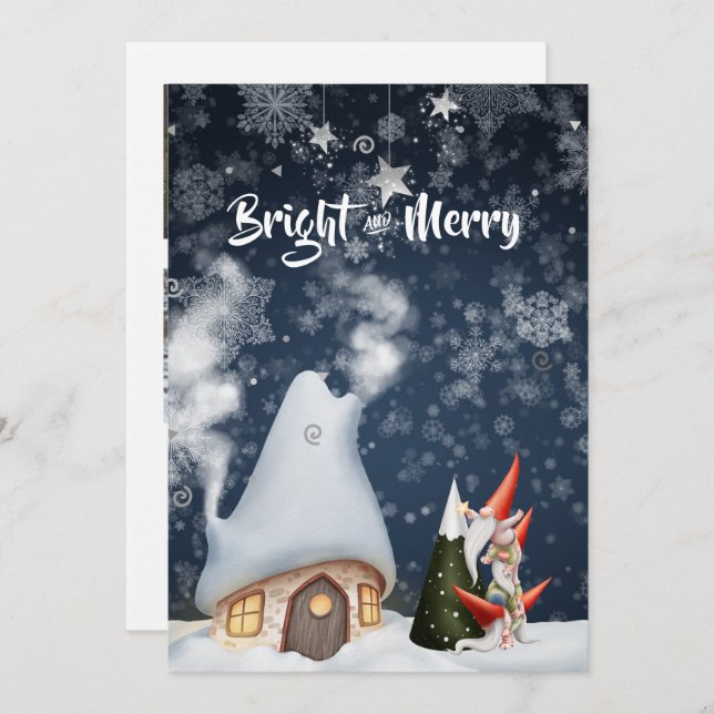 Cartão de Férias de Colagem de Fotos do Gnomo Nata (Frente/Verso)