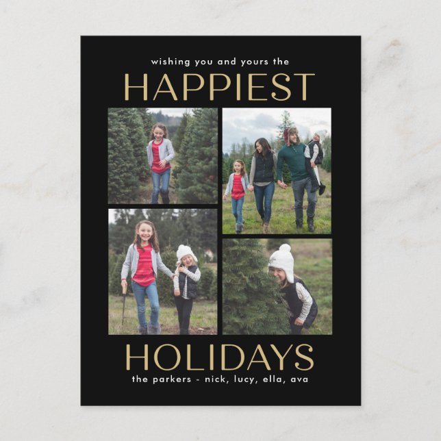 Cartão de Férias de Colagem Limpa Sólida (Frente)