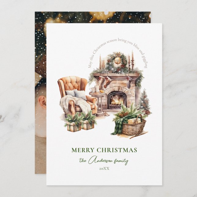 Cartão de férias de cor elegante (Frente/Verso)