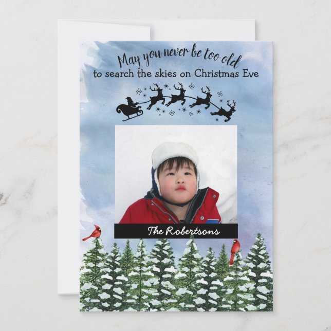 Cartão de Férias de Cores Aquáticas da Véspera de  (Frente)