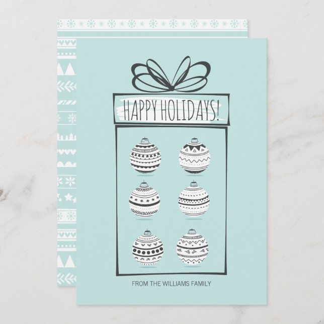 Cartão de Férias de enfeites de natal (Frente/Verso)