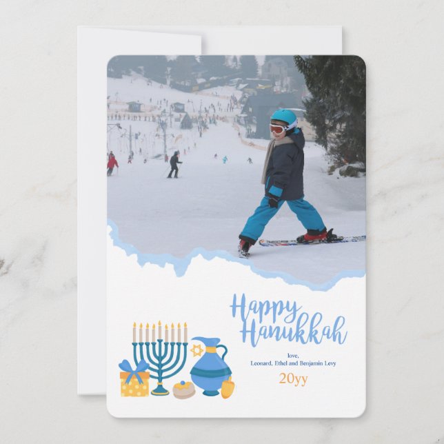 Cartão de Férias de Festa com Foto do Hanukkah (Frente)